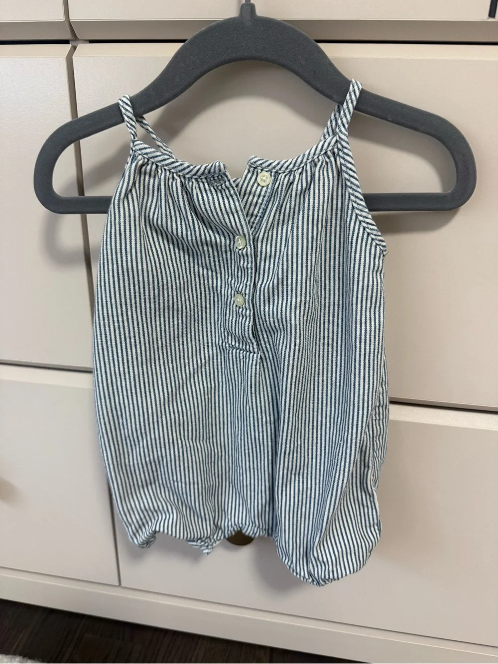 Striped Baby Romper in Blue and White